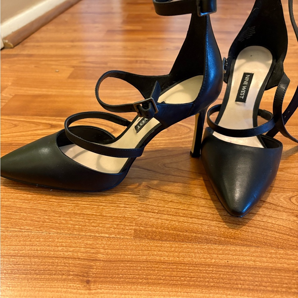 Nine West Black Strappy Heels